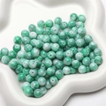 Cuentas redondas de cristal veteado verde y blanco para creación de joyas DIY - 30 Piezas/Paquete (8mm) / Verde