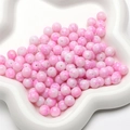 Cuentas de vidrio jaspeado rosa y blanco para joyería DIY en una bandeja con forma de estrella - 30 Piezas/Paquete (8mm) / Rosa