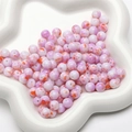 Cuentas de porcelana pulida con patrones de mármol púrpura y naranja para joyería DIY - 30 Piezas/Paquete (8mm) / Púrpura