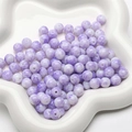 Cuentas redondas de vidrio con patrón jaspeado violeta y blanco para joyas DIY - 30 Piezas/Paquete (8mm) / Violeta