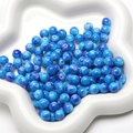 Cuentas de porcelana azul intenso con textura de tinta púrpura para joyería DIY - 30 Piezas/Paquete (8mm) / Azul Denim