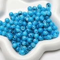 Cuentas redondas azul cielo con patrón de tinta negra para creación de joyas DIY - 30 Piezas/Paquete (8mm) / Verde azulado