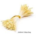 Pistilli di fiori artificiali giallo pallido 2x60mm per fai da te e accessori fatti a mano - Stami di Fiori a Testa Rotonda Opaca / 2mm (Lunghezza 60mm, 144pz/Pack)