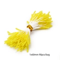 90 pezzi di pistilli per fiori artificiali giallo brillante per creazioni DIY 1x60mm - Stami di Fiori Zucchero Glassato Lunghi / 1mm (Lunghezza 60mm, 90pz/Pack)