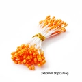 90pcs orange double-headed 3x60mm pearlized flower stamens for DIY handmade crafts - Pearlescent Flower Stamens / 3mm x 60mm (90 Pieces/Pack)