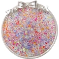 Colorful transparent acrylic peanut beads in a silver tray for DIY jewelry making - Core-Dyed Style / 6x4mm (Approx. 100 Pcs) / Random Mixed Colors