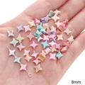 Perles en nacre en forme d'étoile de 8mm, couleurs pastel pour création de bijoux - Étoile à quatre branches / 8mm (10 Pièces)