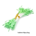 Green artificial flower stamens with white stems for handmade DIY craft floral materials - 1x60mm / Pearlescent Gypsum Stamen 1mm Light Green