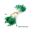 Artificial floral stamens with glossy green pearl heads and white stems for DIY crafts - 1x60mm / Pearlescent Gypsum Stamen 1mm Emerald Green