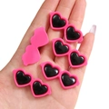 Pink and black heart-shaped acrylic accessories for DIY jewelry and doll eyes - Heart Style / 10 Pieces/Pack (42x17mm) / Rose Red