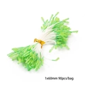 DIY handmade artificial flower stamen in light green color with white stem, 60mm length - Frosted Long Stamen 1mm Green and White