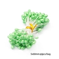 DIY handmade 5mm pearl green artificial flower stamens double head stems 60pcs - Large Pearl Stamen 5mm Pearlescent Light Green