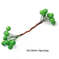 Artificial bright green berry stems 10x130mm for DIY floral crafts 10pcs pack - Double Berry 10mm Emerald Sphere