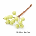 Light green artificial berry stems 10x100mm set of 12 for DIY floral crafts - Single Berry 10mm Light Green Cluster