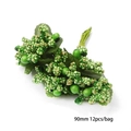 Artificial green berry bouquet with glitter finish for DIY crafts 12pcs 90mm set - Berry Stamen Bundle 90mm Grass Green