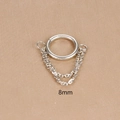 Detailed macro view of 8mm silver stainless steel double chain tassel piercing jewelry - 8mm / Silver