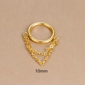 Polished gold stainless steel double chain tassel hoop earring and nose ring 10mm - 10mm / Gold