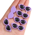 Miniatuur paarse kattenoog zonnebril voor poppen en doe-het-zelf knutselen, set van 5 - Ronde Stijl / 10 Stuks/Verpakking (40x15mm) / Paars