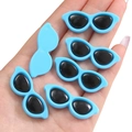 Mini blauwe cat-eye zonnebril voor poppen en accessoires voor handgemaakte projecten - Ronde Stijl / 10 Stuks/Verpakking (40x15mm) / Donkerblauw