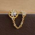 Boucle d'oreille dorée avec soleil, étoile, chaîne zircon et pierre opale - Style Soleil Étoile / Or(Y20486-1)