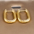Elegant 18K gold plated stainless steel U-shaped hoop earrings with polished finish - U-shaped Ear Buckle / Gold Style (45068-7)