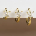 Dreiteiliges Set goldene Schmetterling-Creolen mit funkelnden Zirkonia-Steinen - Gold-Weiß