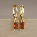 Dettaglio di orecchini placcati oro con nappe di zircone rosso su un supporto testurizzato - Un Paio / Rosso Scuro(Y20278)