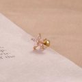 Detail of pink marquise zircon flower cartilage stud earring with golden screw back ball - Gold Pink Five-Petal Flower Style (60126)