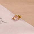 Detail of pink marquise zircon butterfly stud earrings with gold plating and screw back - Gold Pink V-Shaped Leaf Style (Y20284)