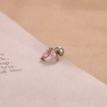 Macro shot of pink marquise zircon butterfly stud earring with silver screw back ball - Silver Pink V-Shaped Leaf Style (Y20284)