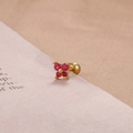 Four-petal red stone gold stud earring with screw back for helix piercing - Gold Rose Red Stone Four-Petal Flower Style (Y20483)