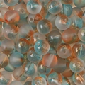 Frosted round glass beads with blue and orange gradient and gold foil accents - 10mm (30 Pieces/Pack) / Gradient Orange Blue