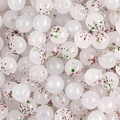 DIY glass beads for jewelry making with green and red speckled pattern on white base - 8mm (50 Pieces/Pack) / Color 2