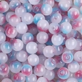Frosted white glass beads with pink and blue splash patterns for DIY jewelry making - 8mm (50 Pieces/Pack) / Color 9