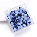 Blue marble patterned round glass beads for jewelry making in a transparent box - 8mm (30 Pieces) / Royal Blue Mix