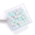 Mix of iridescent pastel glass beads in a clear storage box for DIY jewelry making - 8mm (30 Pieces) / Blue Pink Green Mix