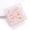 Pink and yellow jelly glass beads in a square acrylic box for DIY bracelet jewelry - 8mm (30 Pieces) / Pink Yellow Mix