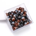Brown and white gradient glass beads for DIY jewelry making in clear storage case - 8mm (30 Pieces) / Black Coffee Mix