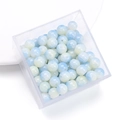 Polished light blue glass round beads in a storage box for DIY jewelry making - 8mm (30 Pieces) / Yellow Blue Mix