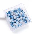 Blue and white gradient glass round beads in a square acrylic box for DIY bracelets - 8mm (30 Pieces) / Peacock Blue Pink Mix
