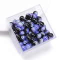 Blue and black gradient glass beads for DIY jewelry making in clear storage box - 8mm (30 Pieces) / Purple Black Mix