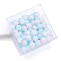 Pastel pink and blue gradient glass beads for DIY jewelry making in clear storage box - 8mm (30 Pieces) / Pink and Blue Color Block