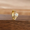 Golden huggie hoop earring with star-shaped cubic zirconia and micro-pave detailing - Style 1 Star (1-Gold-White-1pc)
