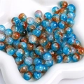 Blue and orange gradient crackle glass beads with ice flower texture for DIY jewelry making - 10mm (20 Pieces/Pack) / Blue Brown Mix