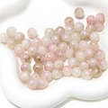 Pastel pink and white glass beads with marbled cracks for DIY bracelet making - 20 Pieces Set / 12# 10mm