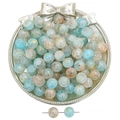 Blue and white marble glass beads with gold foil accents for DIY jewelry making - 20 Pieces Set / Color 15# 10mm