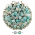 Blue and gold foil glass beads with crackle effect for DIY jewelry making - 20 Pieces Set / Color 16# 10mm