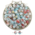 Artistic round frosted glass beads with red blue and gold splash patterns for DIY - 20 Pieces Set / Color 17# 10mm