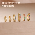 Bohemian 6-piece gold-plated earring set with colorful cubic zirconia and blue gemstone - Gold Multicolor Style (Y26871)