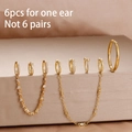 Set of 6 gold-plated S925 sterling silver hoop earrings with cubic zirconia stones - Gold White Style (Y26977)